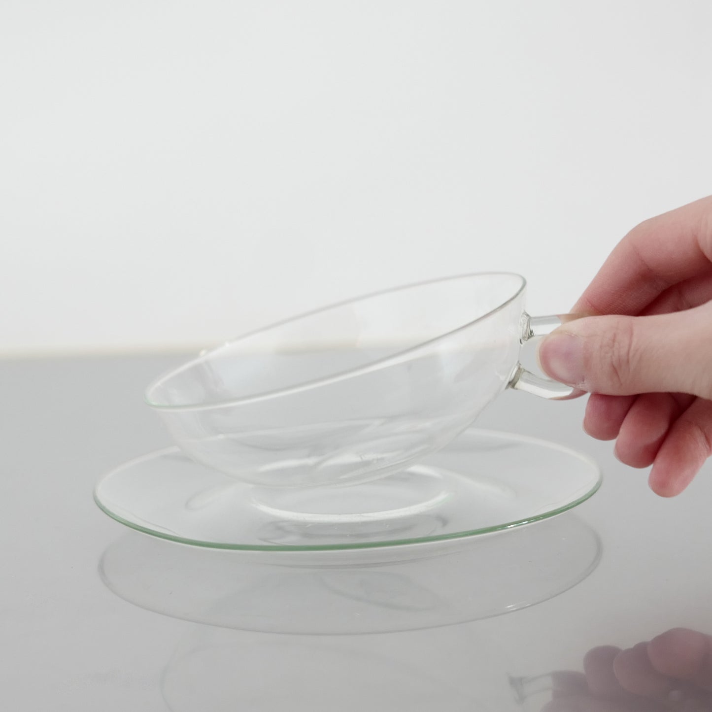 1950's Glass Cup & Saucer Designed by Wilhelm Wagenfeld : B