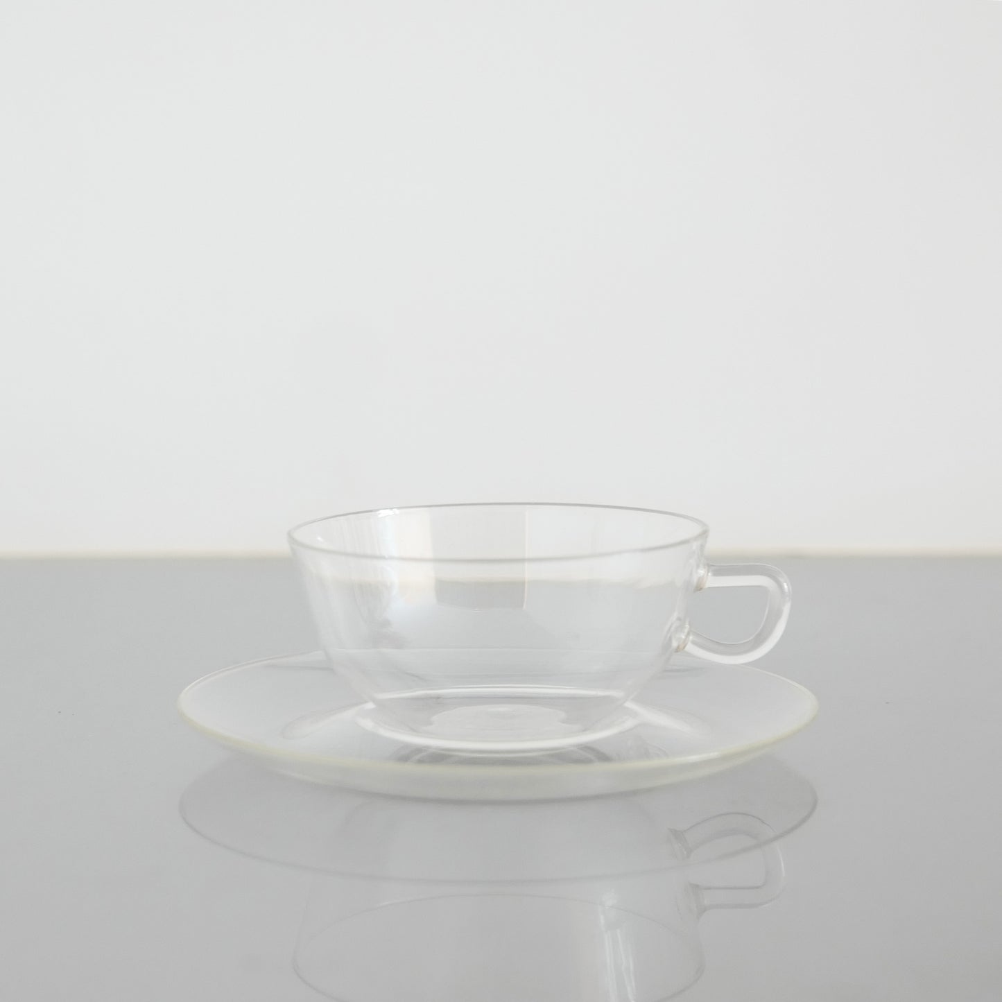 1950's Glass Cup & Saucer Designed by Wilhelm Wagenfeld : A