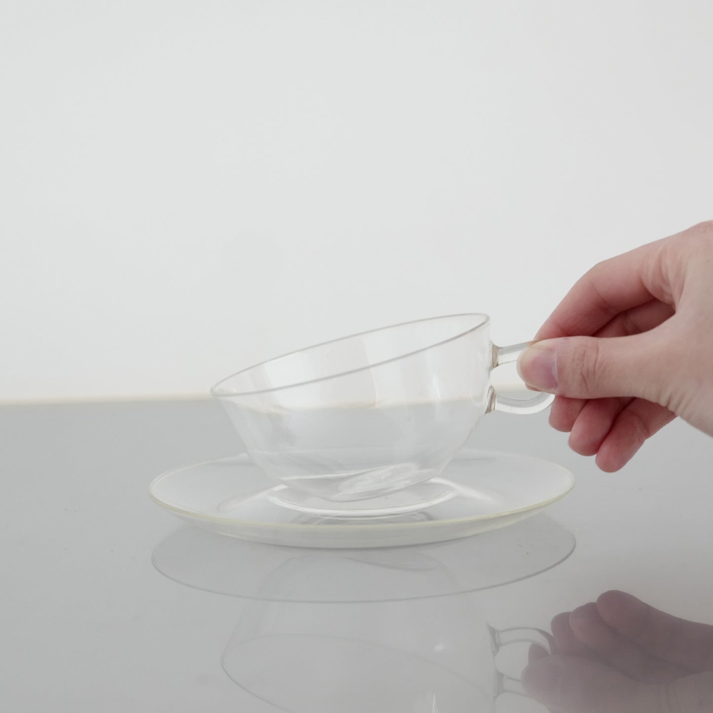 1950's Glass Cup & Saucer Designed by Wilhelm Wagenfeld : A