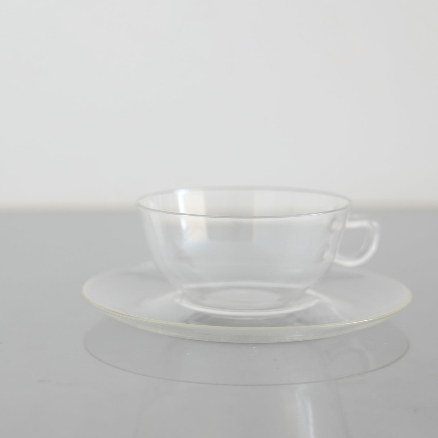 1950's Glass Cup & Saucer Designed by Wilhelm Wagenfeld : A