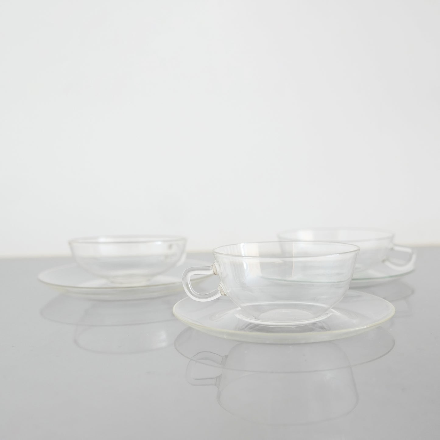 1950's Glass Cup & Saucer Designed by Wilhelm Wagenfeld : A